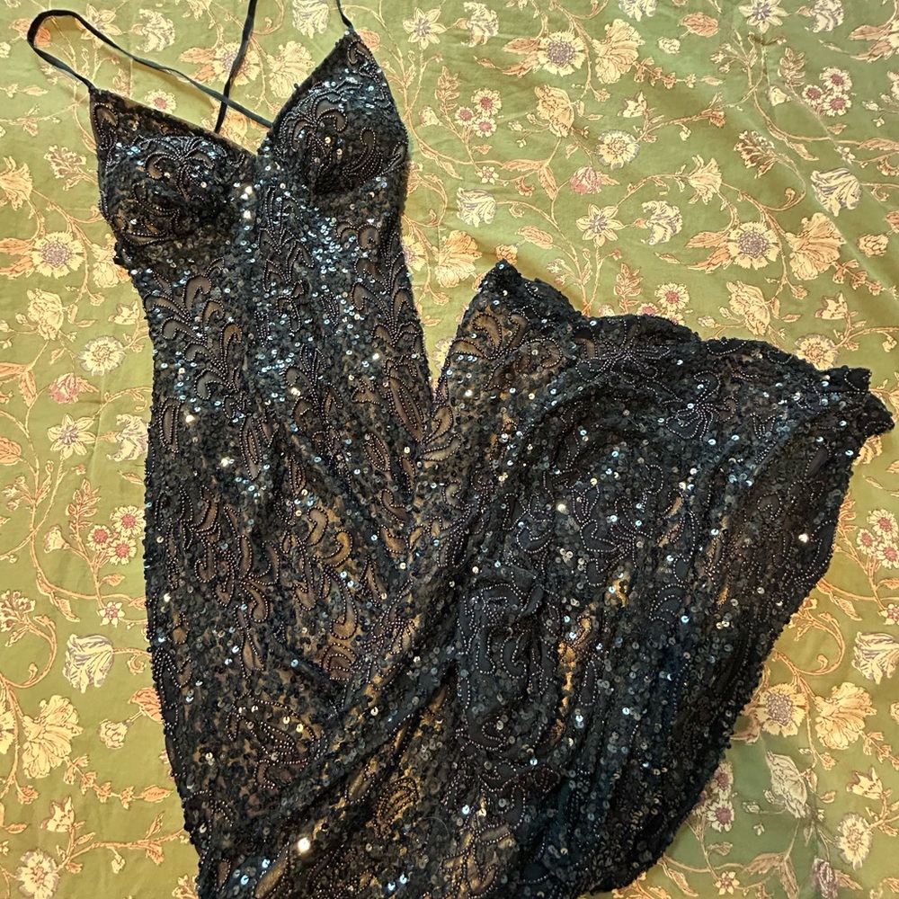 Scala 47551 Navy Sequin Gown